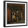 Interior with Women Beside a Linen Cupboard-Pieter de Hooch-Framed Art Print