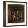 Interior with Women Beside a Linen Cupboard-Pieter de Hooch-Framed Art Print