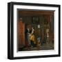 Interior with Women Beside a Linen Cupboard-Pieter de Hooch-Framed Art Print