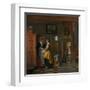 Interior with Women Beside a Linen Cupboard-Pieter de Hooch-Framed Art Print