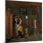 Interior with Women Beside a Linen Cupboard-Pieter de Hooch-Mounted Art Print