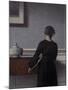 Interior with Young Woman from Behind-Vilhelm Hammershoi-Mounted Giclee Print
