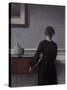 Interior with Young Woman from Behind-Vilhelm Hammershoi-Stretched Canvas