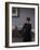 Interior with Young Woman from Behind-Vilhelm Hammershoi-Framed Giclee Print