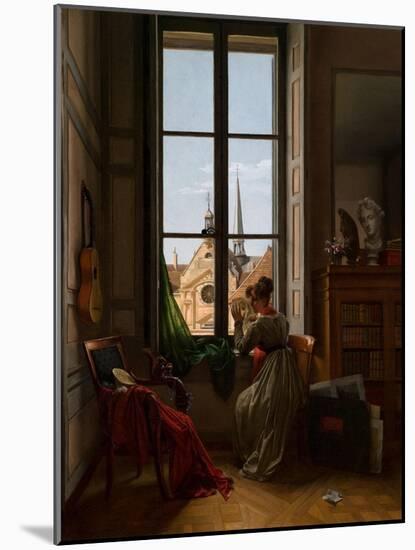 Interior with Young Woman Tracing a Flower, C.1820-22-Louise Adeone Droelling-Mounted Giclee Print