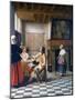 Interior, Woman Drinking with Two Men, and a Maidservant, C1658-Pieter de Hooch-Mounted Giclee Print