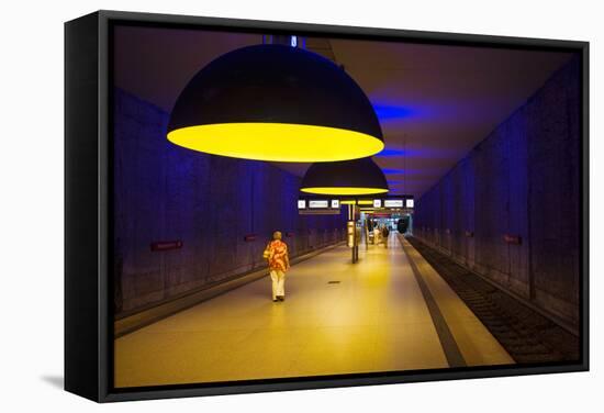 Interiors of an Underground Station, Westfriedhof, Munich U-Bahn, Munich, Bavaria, Germany-null-Framed Stretched Canvas