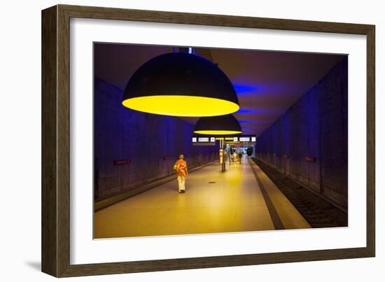 Interiors of an Underground Station, Westfriedhof, Munich U-Bahn, Munich, Bavaria, Germany-null-Framed Photographic Print