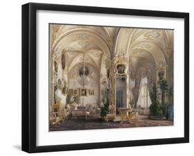 Interiors of the Winter Palace, the Drawing Room in Rococo Style with Cupids, 1860S-Eduard Hau-Framed Giclee Print