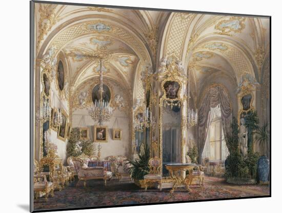 Interiors of the Winter Palace, the Drawing Room in Rococo Style with Cupids, 1860S-Eduard Hau-Mounted Giclee Print