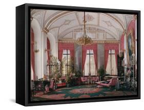 Interiors of the Winter Palace, the Raspberry Study of Empress Maria Alexandrovna, 1860S-Eduard Hau-Framed Stretched Canvas