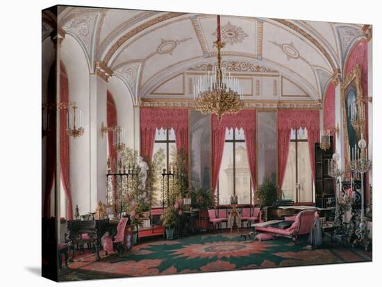 Interiors of the Winter Palace, the Raspberry Study of Empress Maria Alexandrovna, 1860S-Eduard Hau-Stretched Canvas