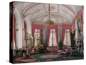 Interiors of the Winter Palace, the Raspberry Study of Empress Maria Alexandrovna, 1860S-Eduard Hau-Stretched Canvas