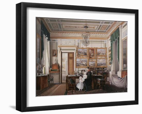 Interiors of the Winter Palace, the Study of Emperor Alexander II, 1850S-Eduard Hau-Framed Giclee Print