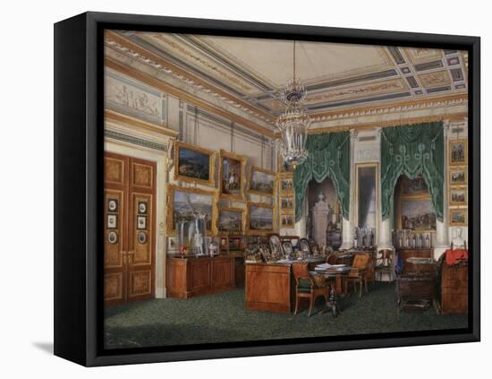 Interiors of the Winter Palace, the Study of Emperor Alexander II, 1857-Eduard Hau-Framed Stretched Canvas