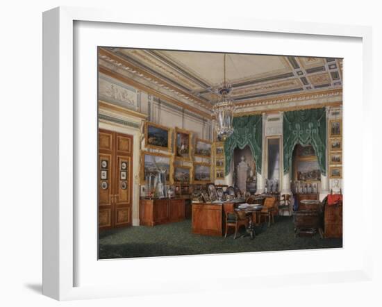 Interiors of the Winter Palace, the Study of Emperor Alexander II, 1857-Eduard Hau-Framed Giclee Print