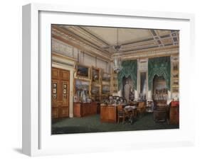Interiors of the Winter Palace, the Study of Emperor Alexander II, 1857-Eduard Hau-Framed Giclee Print