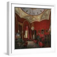 Interiors of the Winter Palace, the Study of Empress Alexandra Fyodorovna, Mid of the 19th C-Eduard Hau-Framed Giclee Print