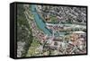 Interlaken, Interlaken-Oberhasli, Bern, Switzerland, Jungfrau Region, Town Centre, Aerial Picture-Frank Fleischmann-Framed Stretched Canvas