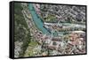 Interlaken, Interlaken-Oberhasli, Bern, Switzerland, Jungfrau Region, Town Centre, Aerial Picture-Frank Fleischmann-Framed Stretched Canvas