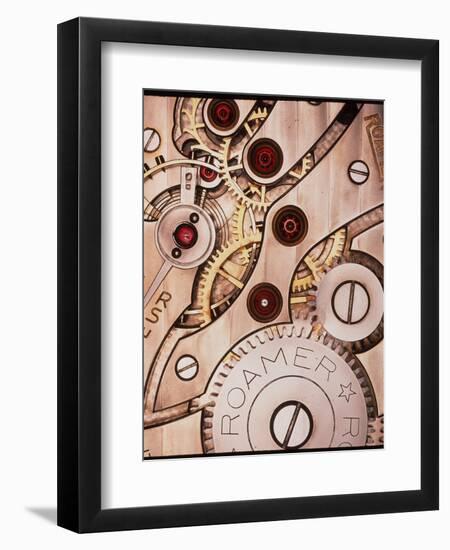 Internal Cogs And Gears of a 17-jewel Swiss Watch-David Parker-Framed Premium Photographic Print