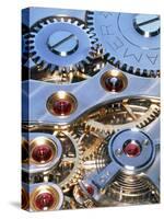 Internal Cogs And Gears of a 17-jewel Swiss Watch-David Parker-Stretched Canvas