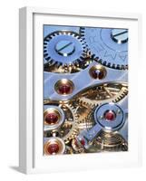 Internal Cogs And Gears of a 17-jewel Swiss Watch-David Parker-Framed Photographic Print