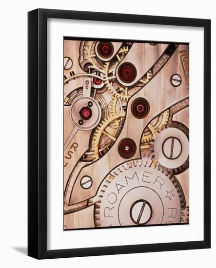 Internal Cogs And Gears of a 17-jewel Swiss Watch-David Parker-Framed Photographic Print
