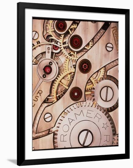 Internal Cogs And Gears of a 17-jewel Swiss Watch-David Parker-Framed Photographic Print