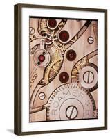 Internal Cogs And Gears of a 17-jewel Swiss Watch-David Parker-Framed Photographic Print