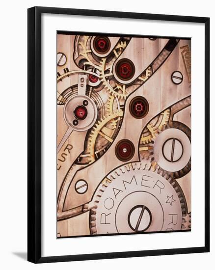 Internal Cogs And Gears of a 17-jewel Swiss Watch-David Parker-Framed Photographic Print