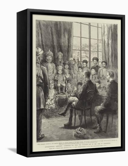 International Amenities, Afternoon Tea with the Youngest Son of the Amir of Afghanistan-Godefroy Durand-Framed Stretched Canvas