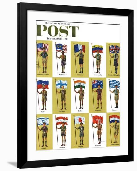 "International Boy Scouts," Saturday Evening Post Cover, July 23, 1960-James Lewicki-Framed Giclee Print