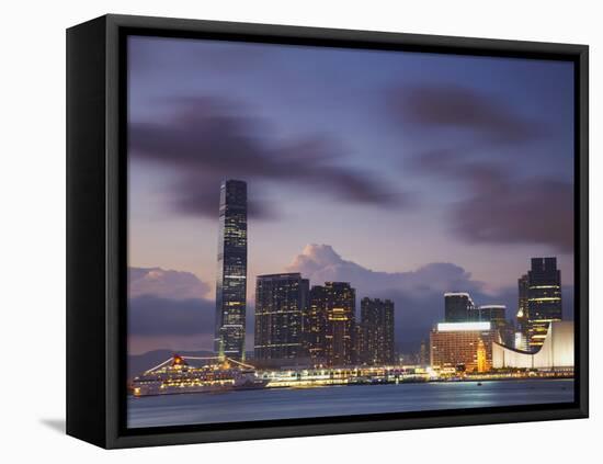 International Commerce Center (ICC) and Tsim Sha Tsui at Dusk, Kowloon, Hong Kong, China-Ian Trower-Framed Stretched Canvas