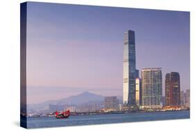 International Commerce Centre (Icc) and Junk Boat, Kowloon, Hong Kong, China, Asia-Ian Trower-Stretched Canvas