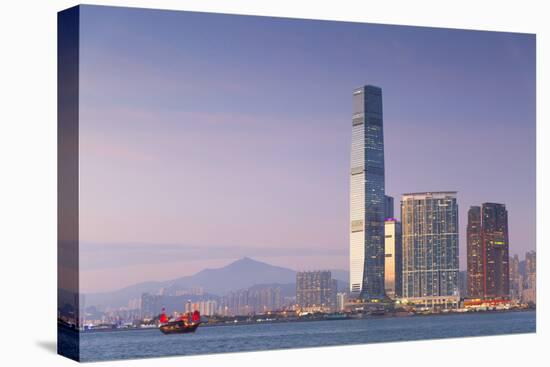 International Commerce Centre (Icc) and Junk Boat, Kowloon, Hong Kong, China, Asia-Ian Trower-Stretched Canvas