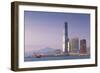 International Commerce Centre (Icc) and Junk Boat, Kowloon, Hong Kong, China, Asia-Ian Trower-Framed Photographic Print