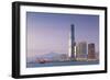 International Commerce Centre (Icc) and Junk Boat, Kowloon, Hong Kong, China, Asia-Ian Trower-Framed Photographic Print