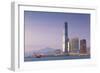 International Commerce Centre (Icc) and Junk Boat, Kowloon, Hong Kong, China, Asia-Ian Trower-Framed Photographic Print