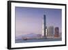 International Commerce Centre (Icc) and Junk Boat, Kowloon, Hong Kong, China, Asia-Ian Trower-Framed Photographic Print