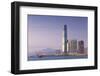 International Commerce Centre (Icc) and Junk Boat, Kowloon, Hong Kong, China, Asia-Ian Trower-Framed Photographic Print