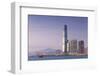 International Commerce Centre (Icc) and Junk Boat, Kowloon, Hong Kong, China, Asia-Ian Trower-Framed Photographic Print