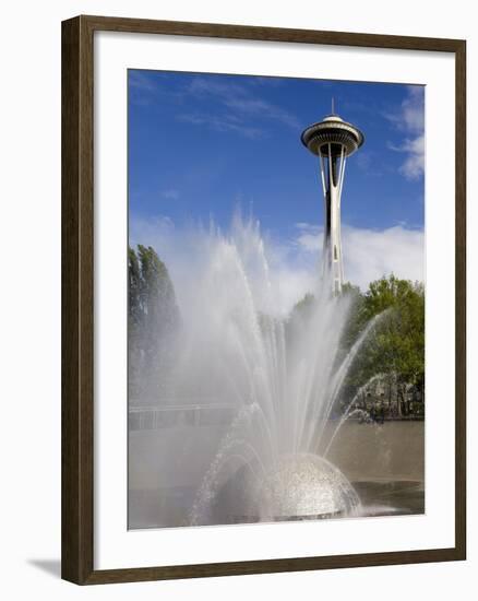 International Fountain and Space Needle at the Seattle Center, Seattle, Washington State, USA-Richard Cummins-Framed Photographic Print