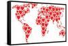 International Map Composition Composed of Love Heart Pictograms. Vector Love Heart Elements are Uni-Aha-Soft-Framed Stretched Canvas