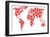 International Map Composition Composed of Love Heart Pictograms. Vector Love Heart Elements are Uni-Aha-Soft-Framed Premium Giclee Print