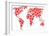 International Map Composition Composed of Love Heart Pictograms. Vector Love Heart Elements are Uni-Aha-Soft-Framed Premium Giclee Print