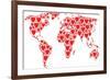 International Map Composition Composed of Love Heart Pictograms. Vector Love Heart Elements are Uni-Aha-Soft-Framed Art Print