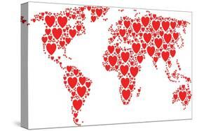 International Map Composition Composed of Love Heart Pictograms. Vector Love Heart Elements are Uni-Aha-Soft-Stretched Canvas