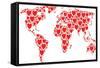 International Map Composition Composed of Love Heart Pictograms. Vector Love Heart Elements are Uni-Aha-Soft-Framed Stretched Canvas