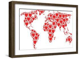 International Map Composition Composed of Love Heart Pictograms. Vector Love Heart Elements are Uni-Aha-Soft-Framed Art Print